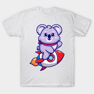 Cute koala riding rocket cartoon T-Shirt